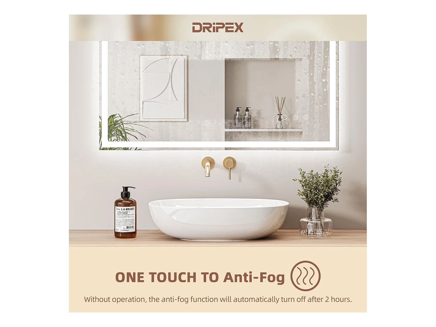 Specchio da bagno 60x80cm con illuminazione a LED, specchio da parete dimmerabile 3 colori, interruttore touch e funzione di memoria