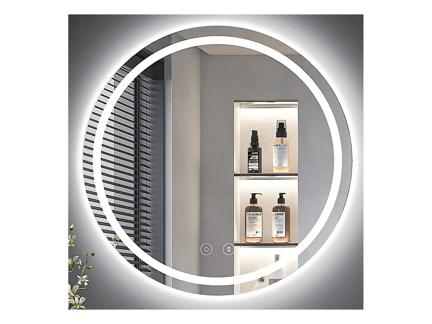 Specchio da bagno rotondo a LED da 60 cm, antiappannamento, dimmerabile in 3 colori, con memoria, vetro temperato HD, sensore touch, IP44