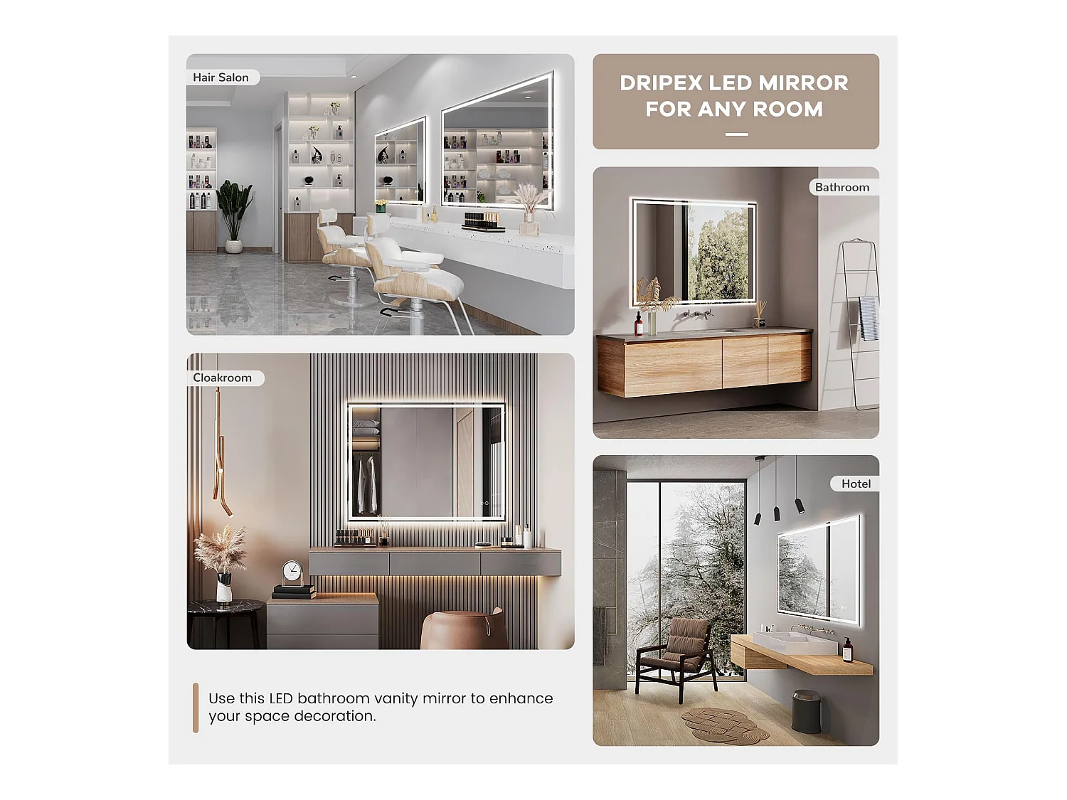 Specchio da bagno a LED 60x80cm Bluetooth, antiappannamento, 3 colori, dimmerabile, presa per rasoio, interruttore touch, memoria