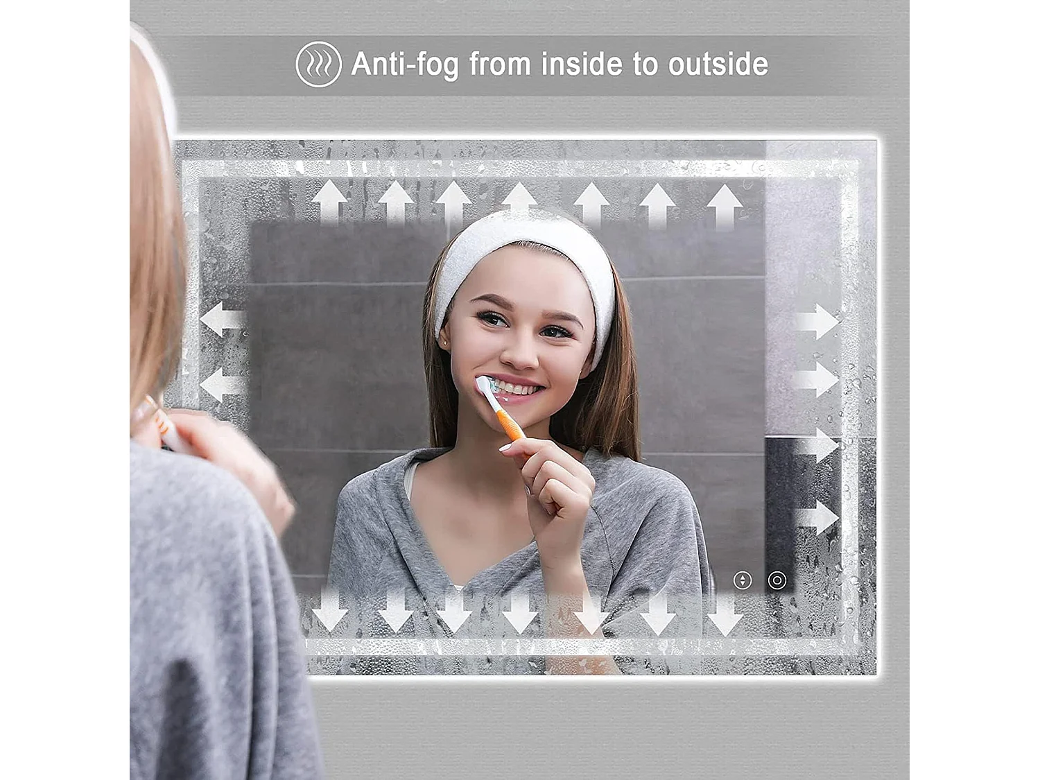 Specchio da bagno 60x80cm, LED 30W, antiappannamento, dimmerabile in 3 colori, interruttore touch, antideflagrante, memoria, impermeabile IP44