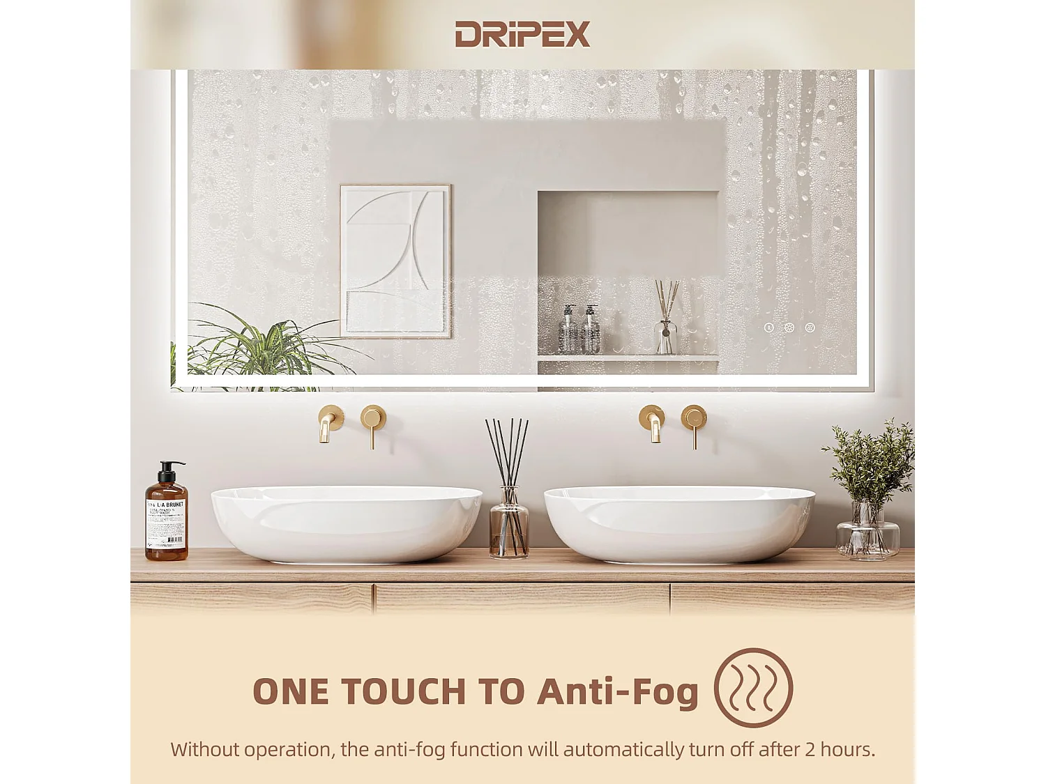 Miroir Salle de Bain 70x120cm avec Éclairage LED, Miroir Mural Dimmable 3 Couleurs, Interrupteur Tactile et Fonction Mémoire