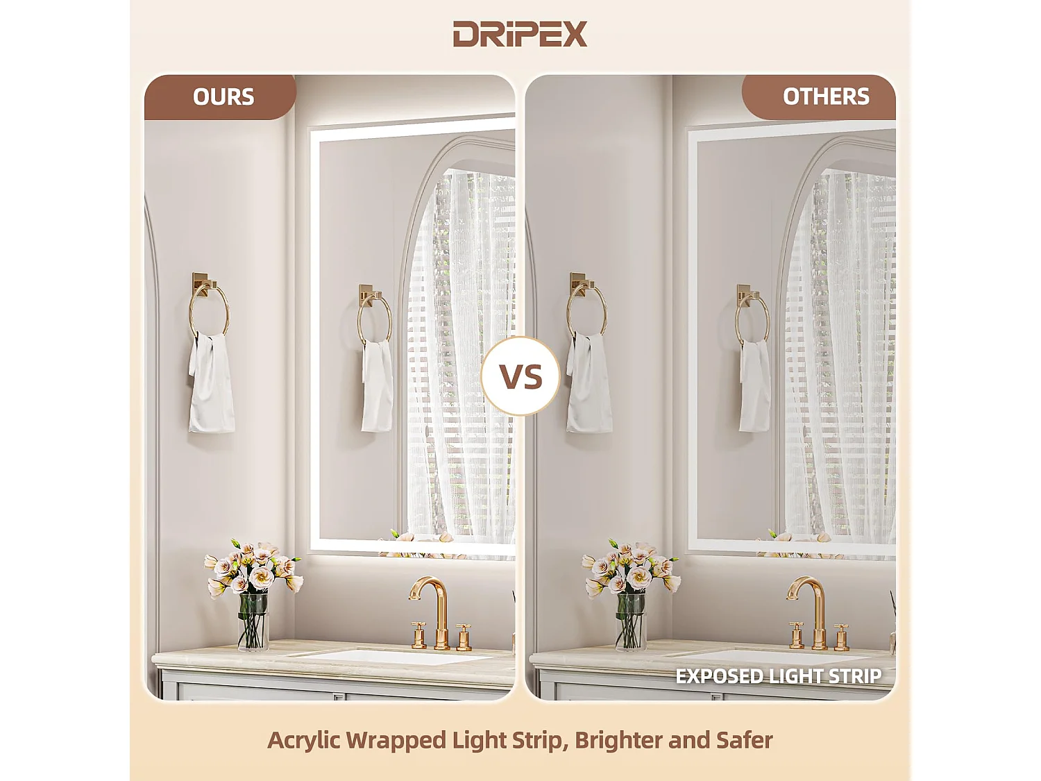 Miroir Salle de Bain 70x120cm avec Éclairage LED, Miroir Mural Dimmable 3 Couleurs, Interrupteur Tactile et Fonction Mémoire