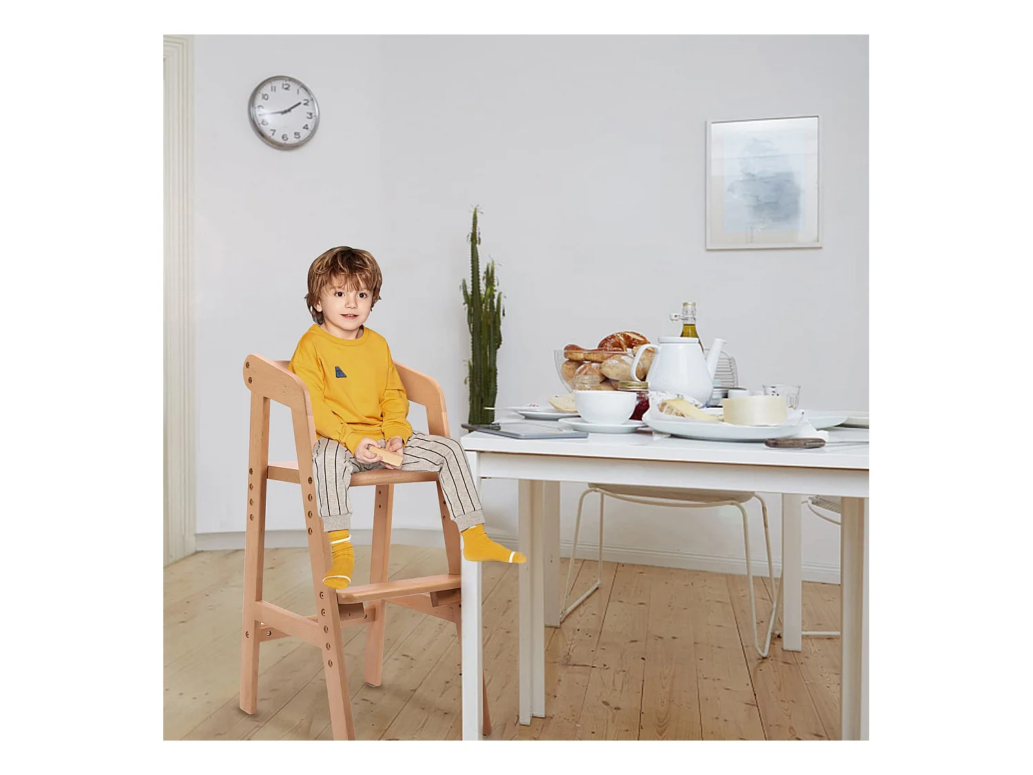 YOLEO Kinderstoel, Hoogteverstelbare Kinderstoel van Hout voor Kinderen van 2 tot 12 jaar om te Eten en Leren (Naturel)