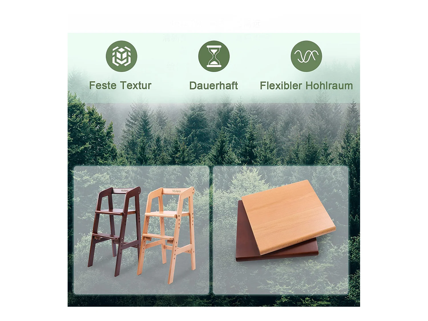 YOLEO Kinderstoel, Hoogteverstelbare Kinderstoel van Hout voor Kinderen van 2 tot 12 jaar om te Eten en Leren (Naturel)