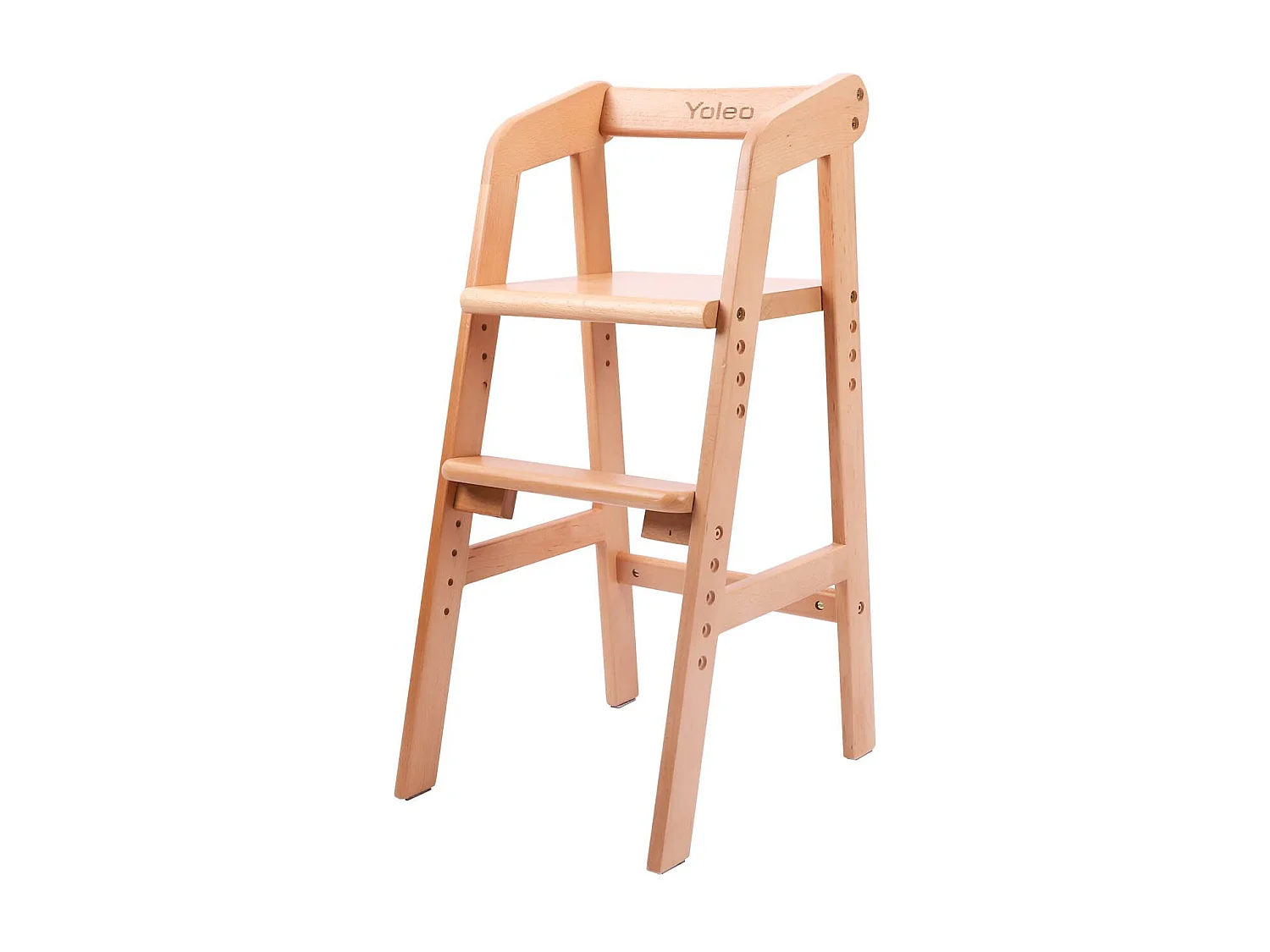 Chaise Haute YOLEO, Chaise Haute Enfantine Réglable en Hauteur en Bois pour Enfants de 2 à 12 Ans pour Manger et Apprendre (Couleur Naturelle)