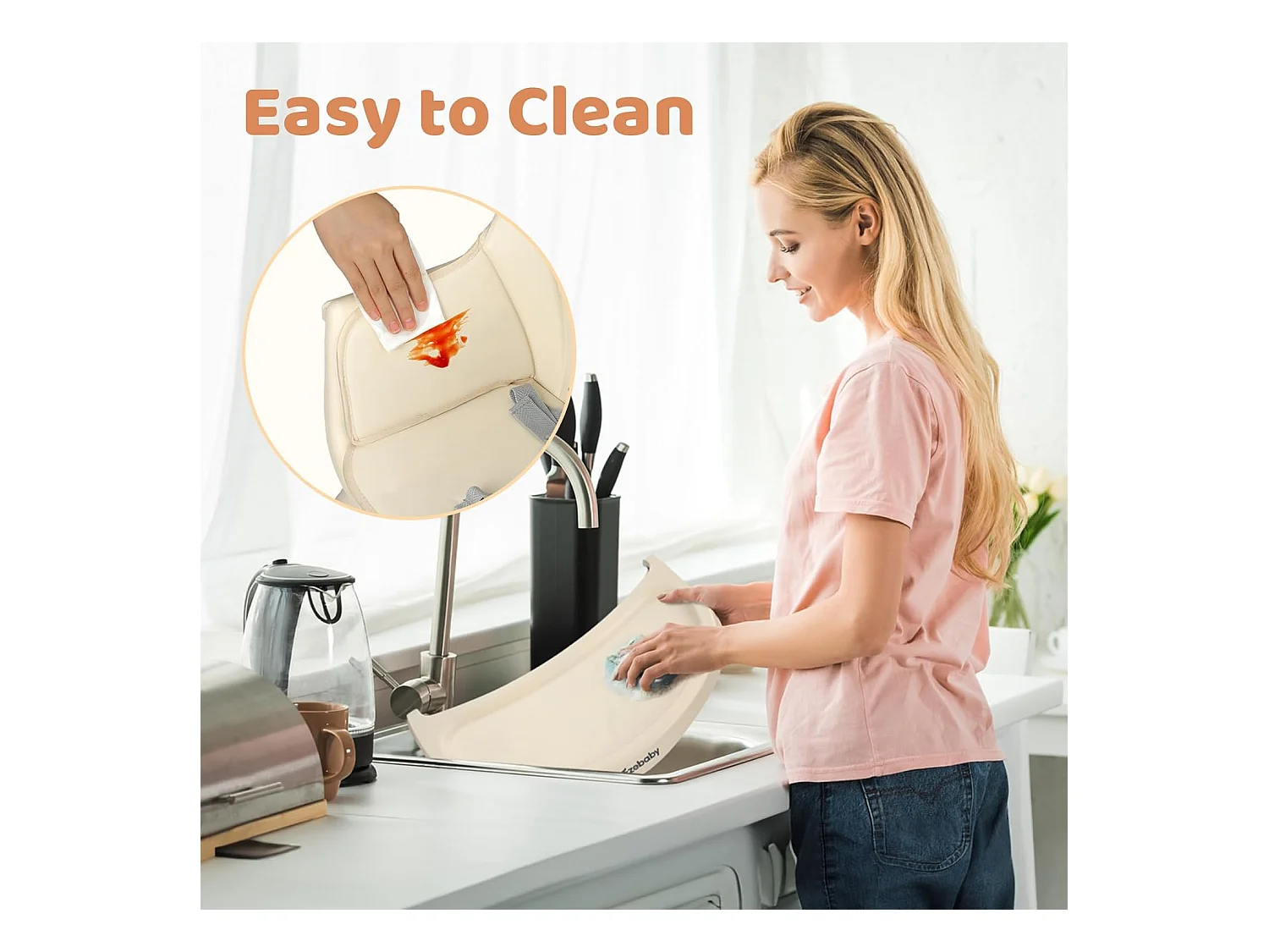 Seggiolone Evolutivo 6 in 1 Ezebaby, Gambe in Legno con Cintura a 5 Punti e Poggiapiedi, per Bambini dai 6 Mesi