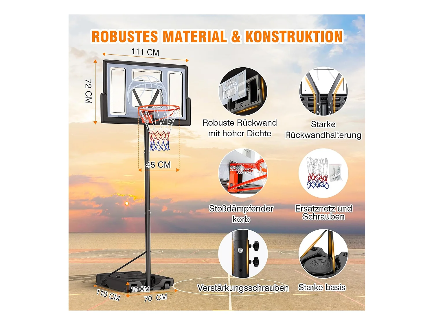Yohood basketbalring voor buiten, hoogte van 135 tot 305 cm, basketbalring voor kinderen, tieners en volwassenen