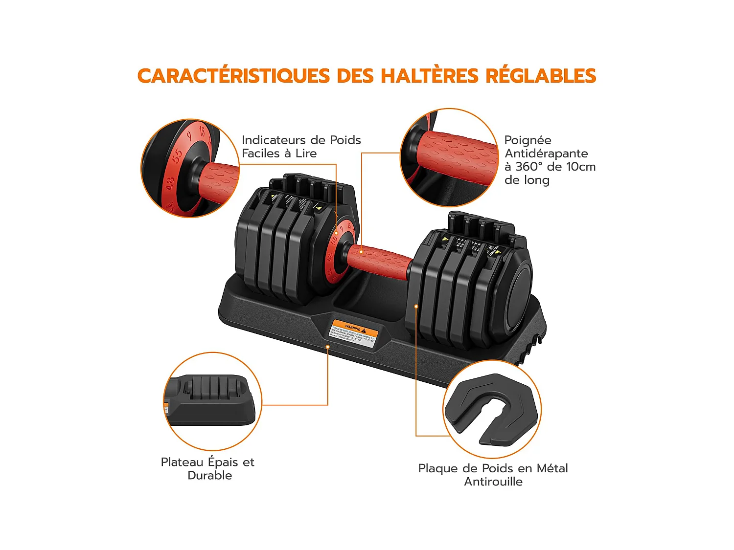 Haltères réglables 2-24,5kg, 5/10 en 1 avec base de rangement, idéals musculation, haltérophilie, entraînement maison et salle de sport