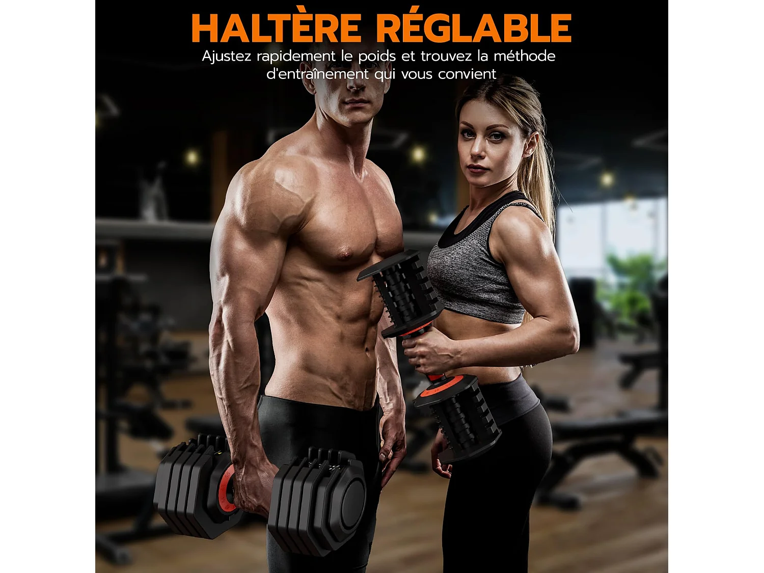 Haltères réglables 2-24,5kg, 5/10 en 1 avec base de rangement, idéals musculation, haltérophilie, entraînement maison et salle de sport