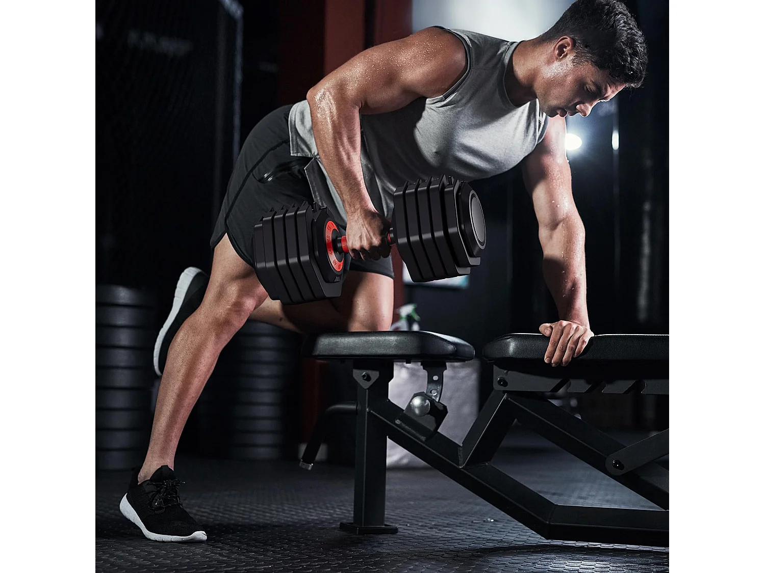 Haltères réglables 2-24,5kg, 5/10 en 1 avec base de rangement, idéals musculation, haltérophilie, entraînement maison et salle de sport