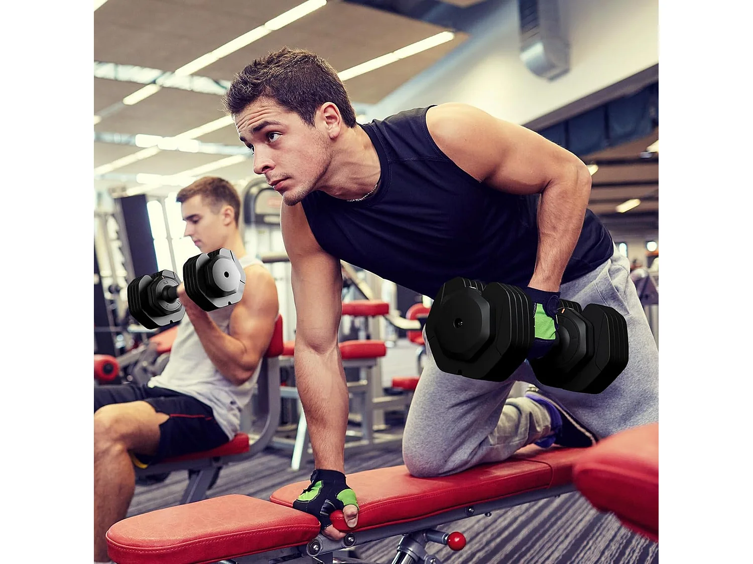 Haltères réglables 2-24,5 kg, 5/10 en 1, avec base de rangement, pour musculation, home gym et salle de sport, pratique et compact