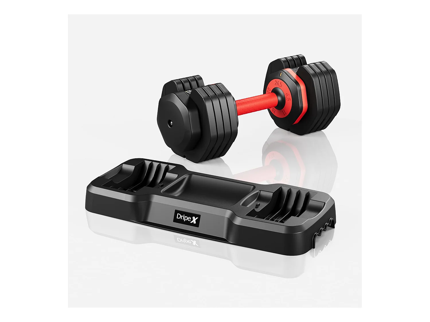 Haltères réglables 2-24,5kg, 5/10 en 1 avec base, pour musculation, home gym et salle de sport