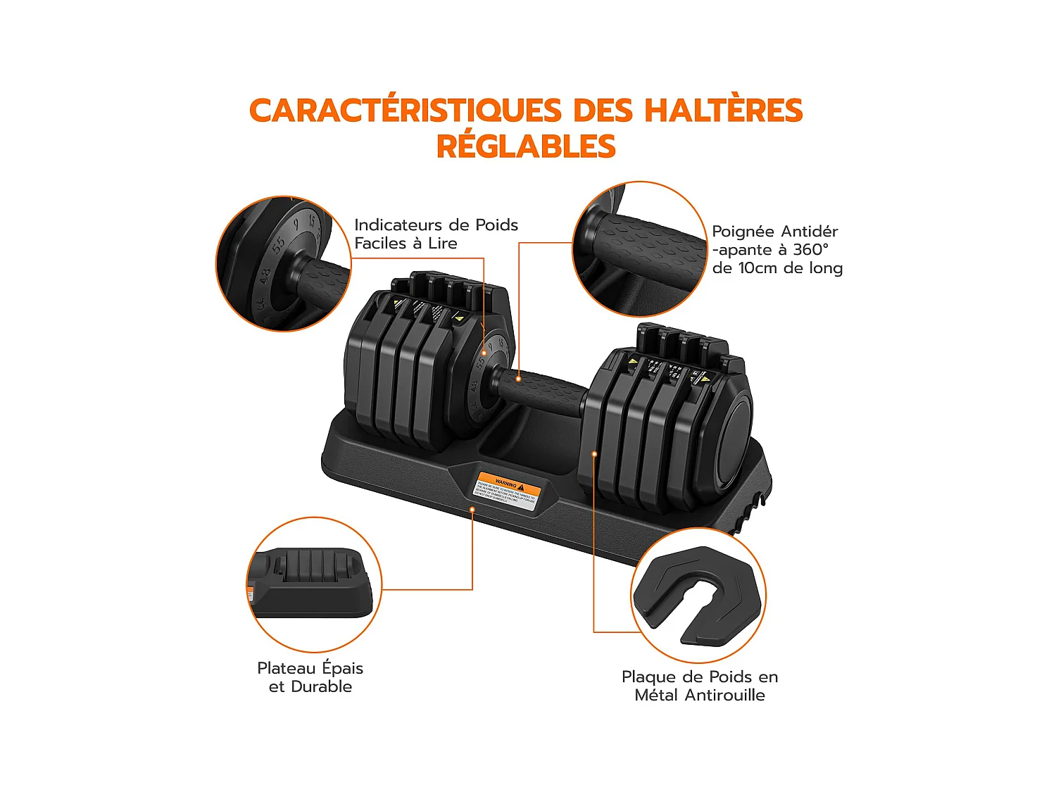 Haltères réglables 2-24,5 kg, 5/10 en 1 avec base de rangement, pour musculation, haltérophilie, entraînement maison et salle de sport