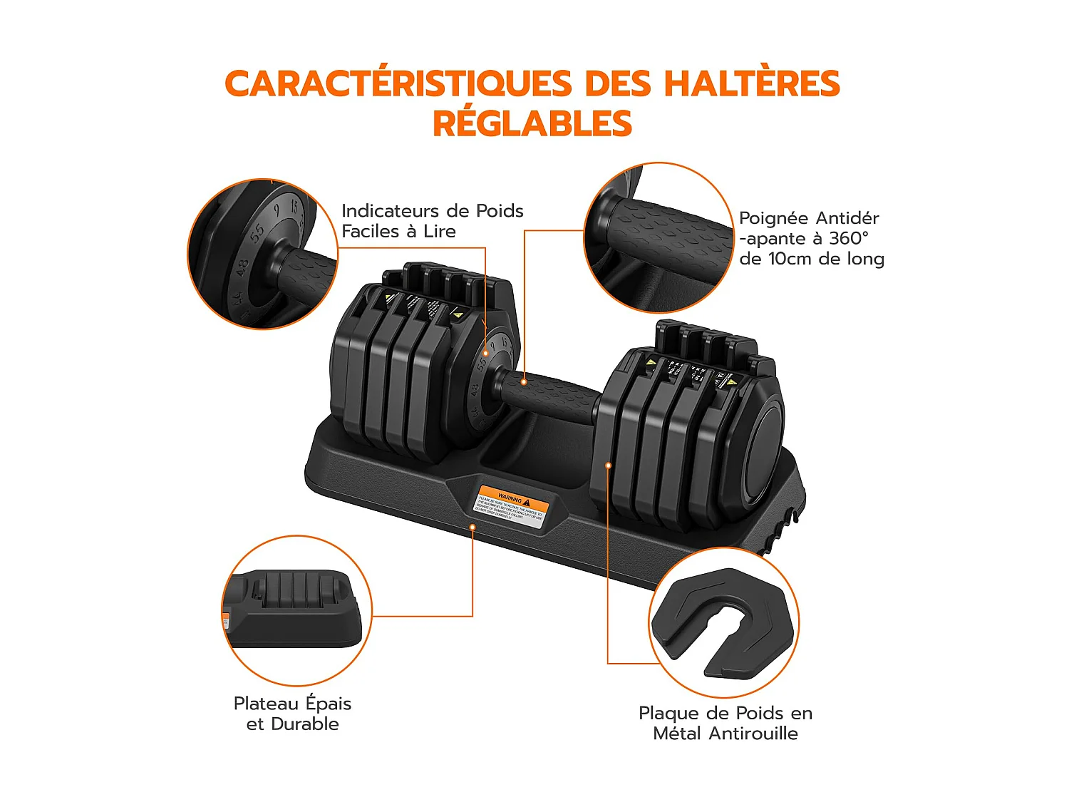 Haltères réglables 2-24,5 kg, 5/10 en 1 avec base de rangement, pour musculation, haltérophilie, entraînement maison et salle de sport