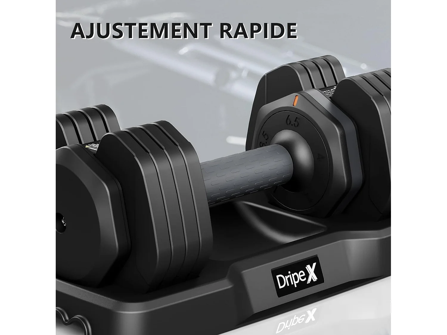 Haltères réglables 2-24,5 kg, 5/10 en 1 avec support, pour musculation, home gym et salle de sport, compact et pratique