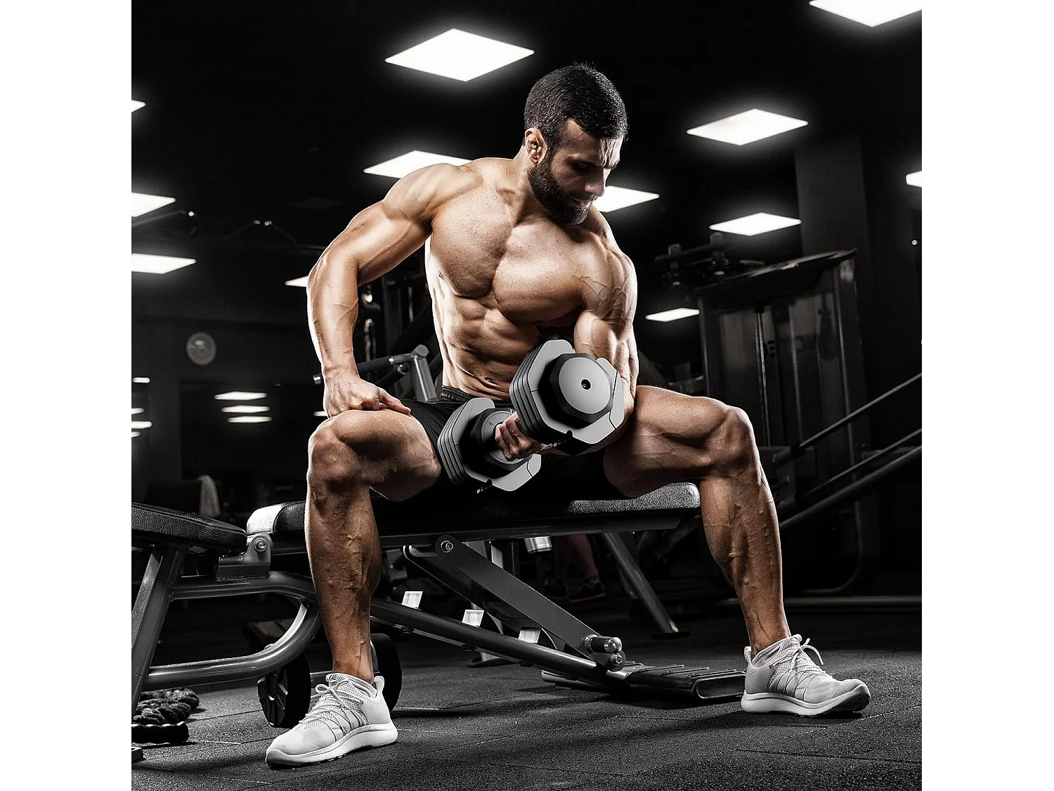 Haltères réglables 2-24,5 kg, 5/10 en 1 avec support, pour musculation, home gym et salle de sport, compact et pratique