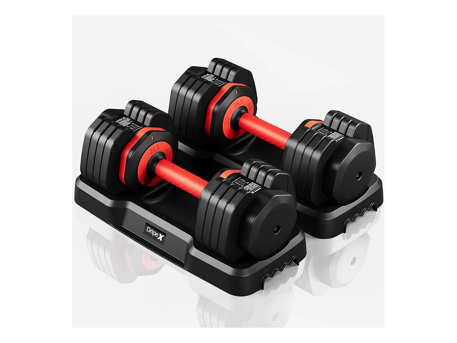 Haltères réglables 2-24,5kg, 5/10 en 1 avec base de rangement, idéal musculation, haltérophilie, entraînement maison et salle de sport