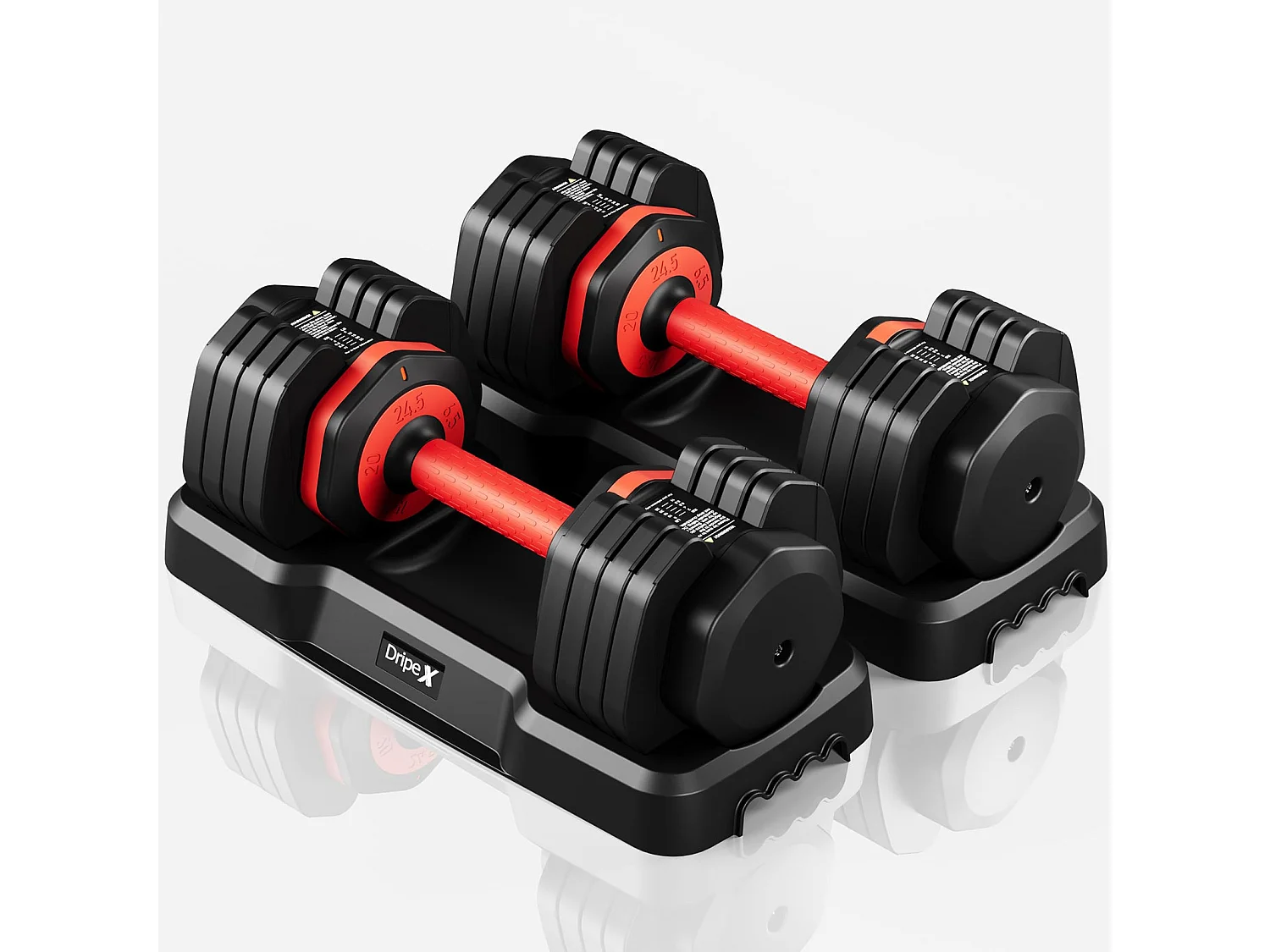 Haltères réglables 2-24,5kg, 5/10 en 1 avec base de rangement, idéal musculation, haltérophilie, entraînement maison et salle de sport