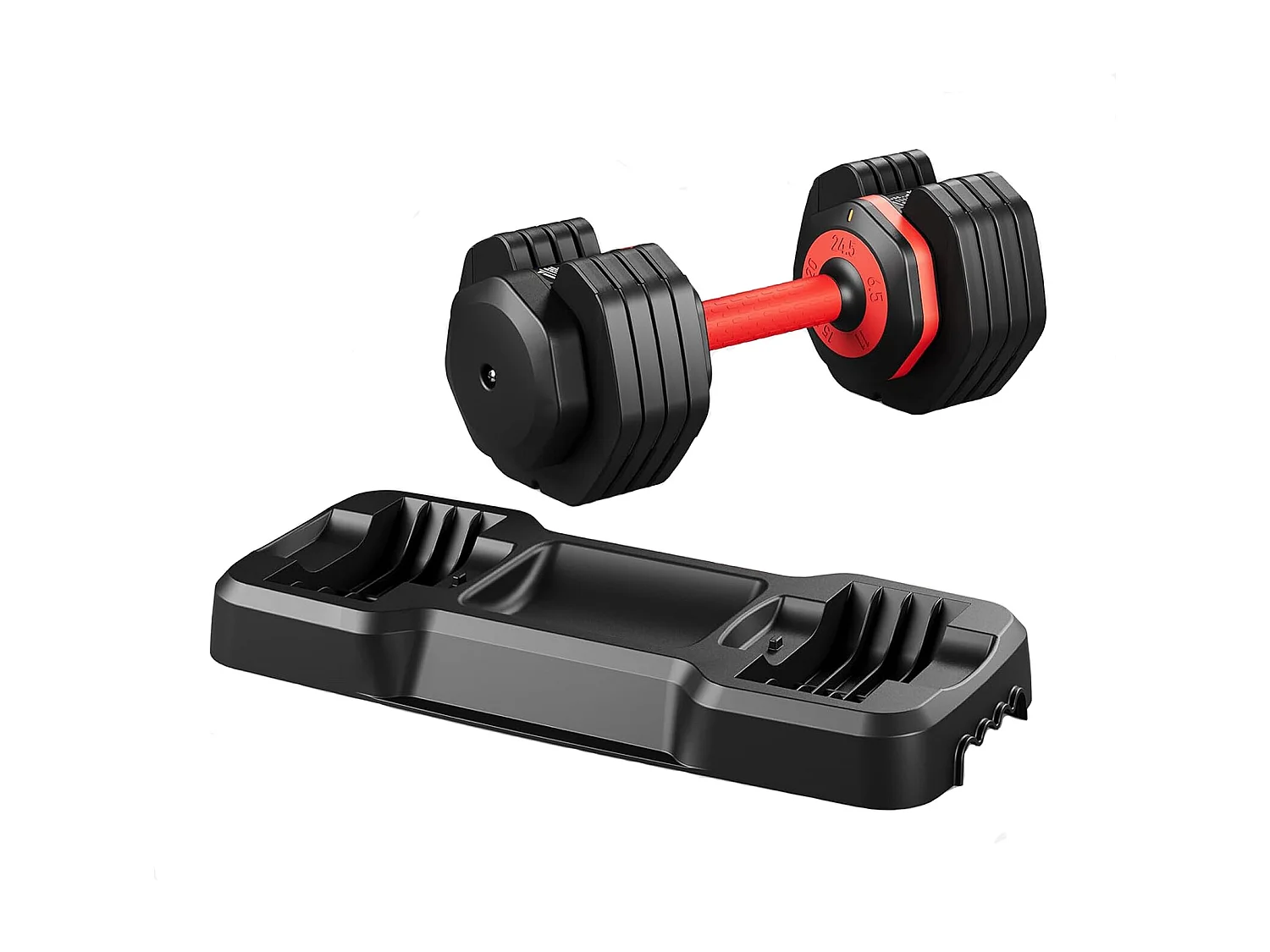 Haltères réglables 2-24,5 kg, 5/10 en 1 avec base de rangement, compact, pratique pour musculation, home gym et salle de sport