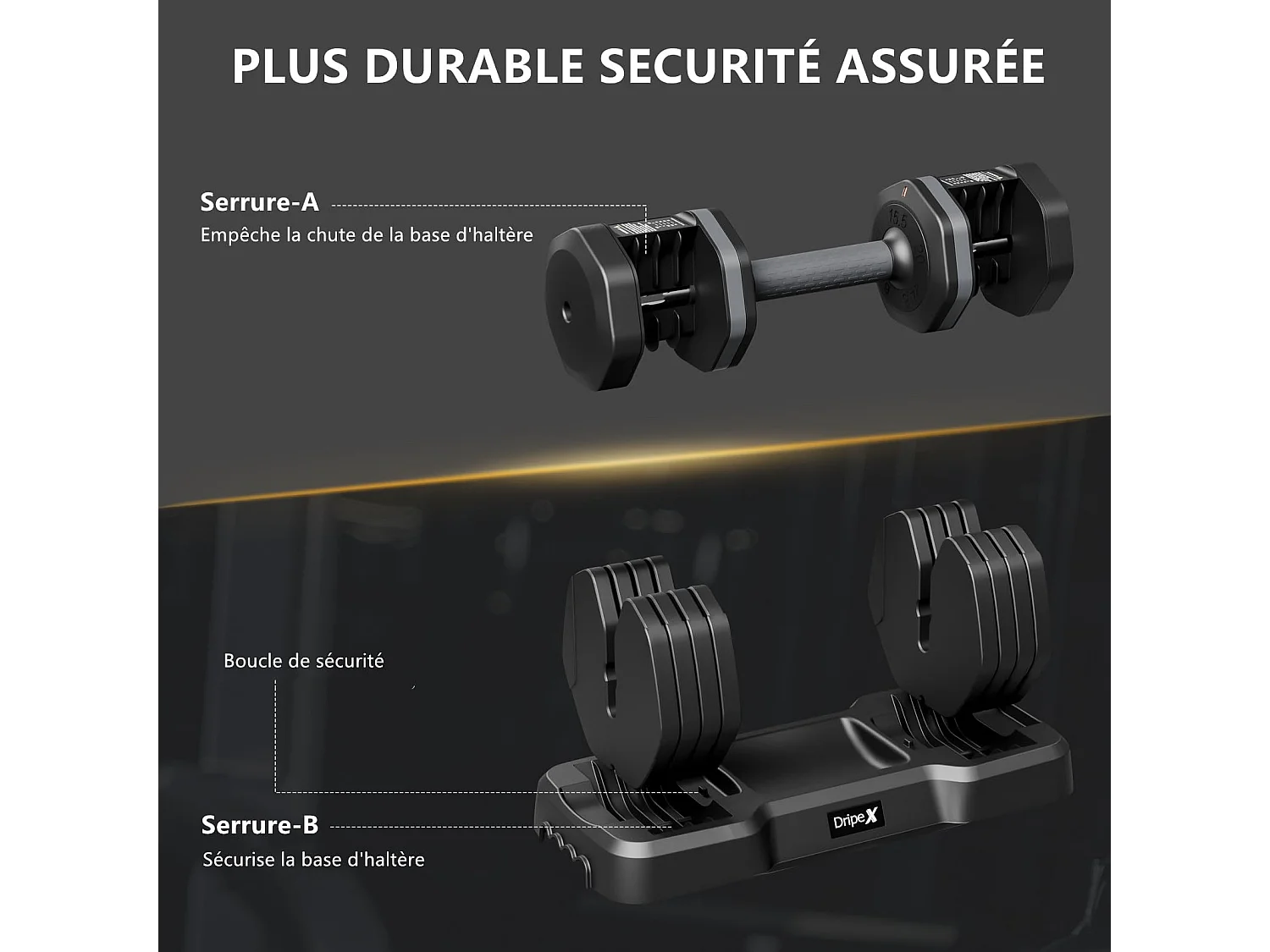Haltères réglables 2-24,5 kg, 5/10 en 1, avec base de rangement, pour musculation, fitness à domicile et salle de sport