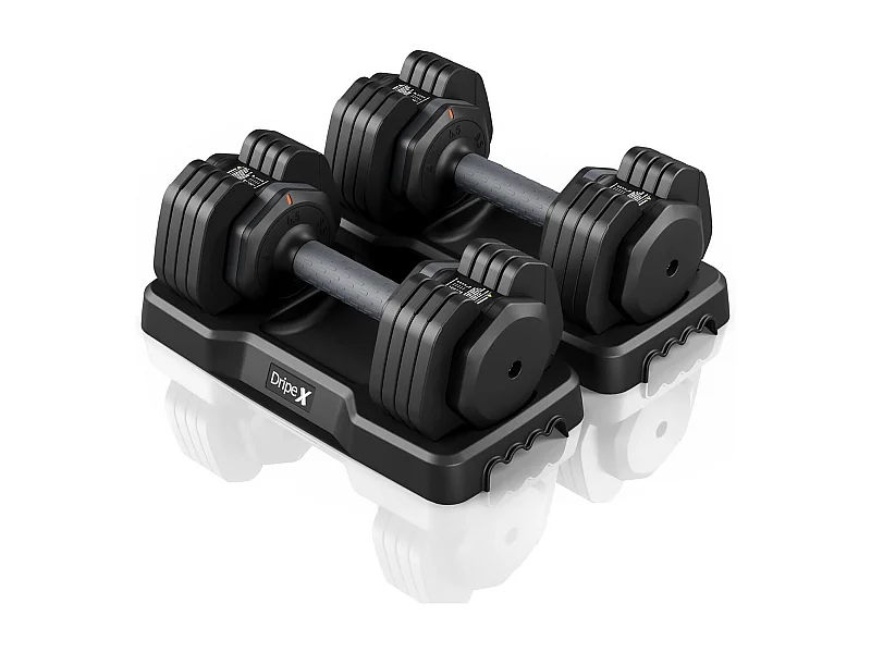 Manubri regolabili 2-24,5 kg, 5/10 in 1, con base portaoggetti, compatti e pratici per il bodybuilding a casa o in palestra