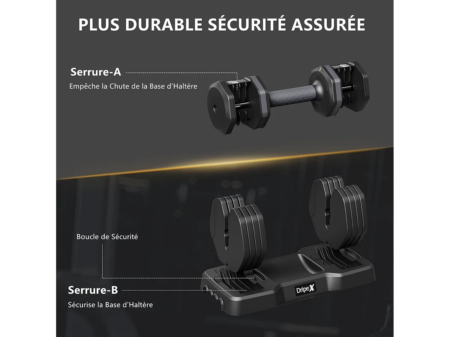 Haltères réglables 2‑24,5 kg, 5/10 en 1, avec base de rangement, compacts et pratiques pour musculation à domicile ou en salle de sport