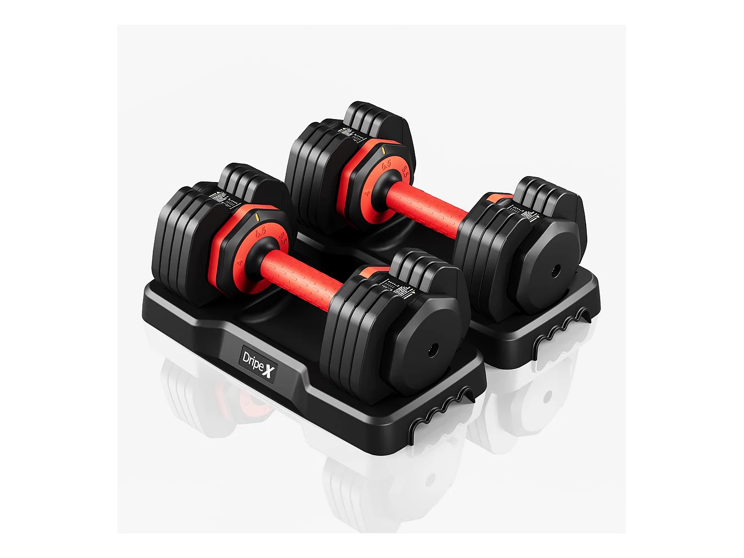 Haltères réglables 2-24,5 kg, 5/10 en 1, avec base, pour musculation, home gym et salle de sport, pratique et compact