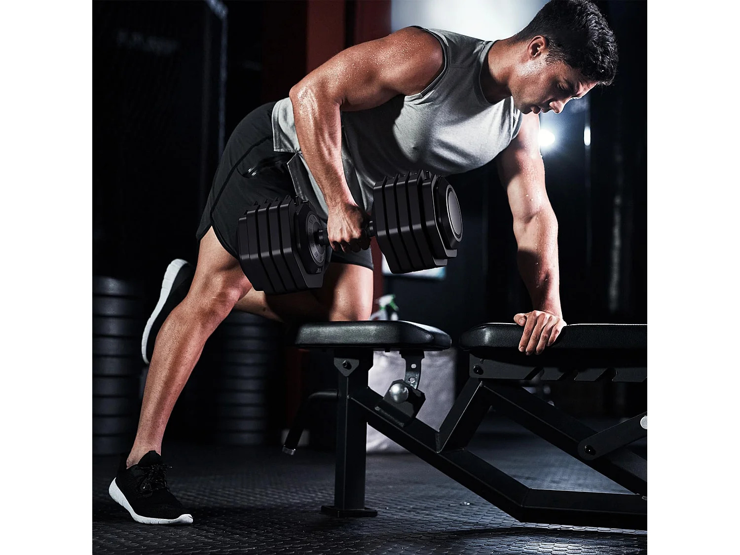 Haltères réglables 2-24,5 kg, 5/10 en 1 avec base de rangement, pour musculation, haltérophilie, entraînement maison et salle de sport