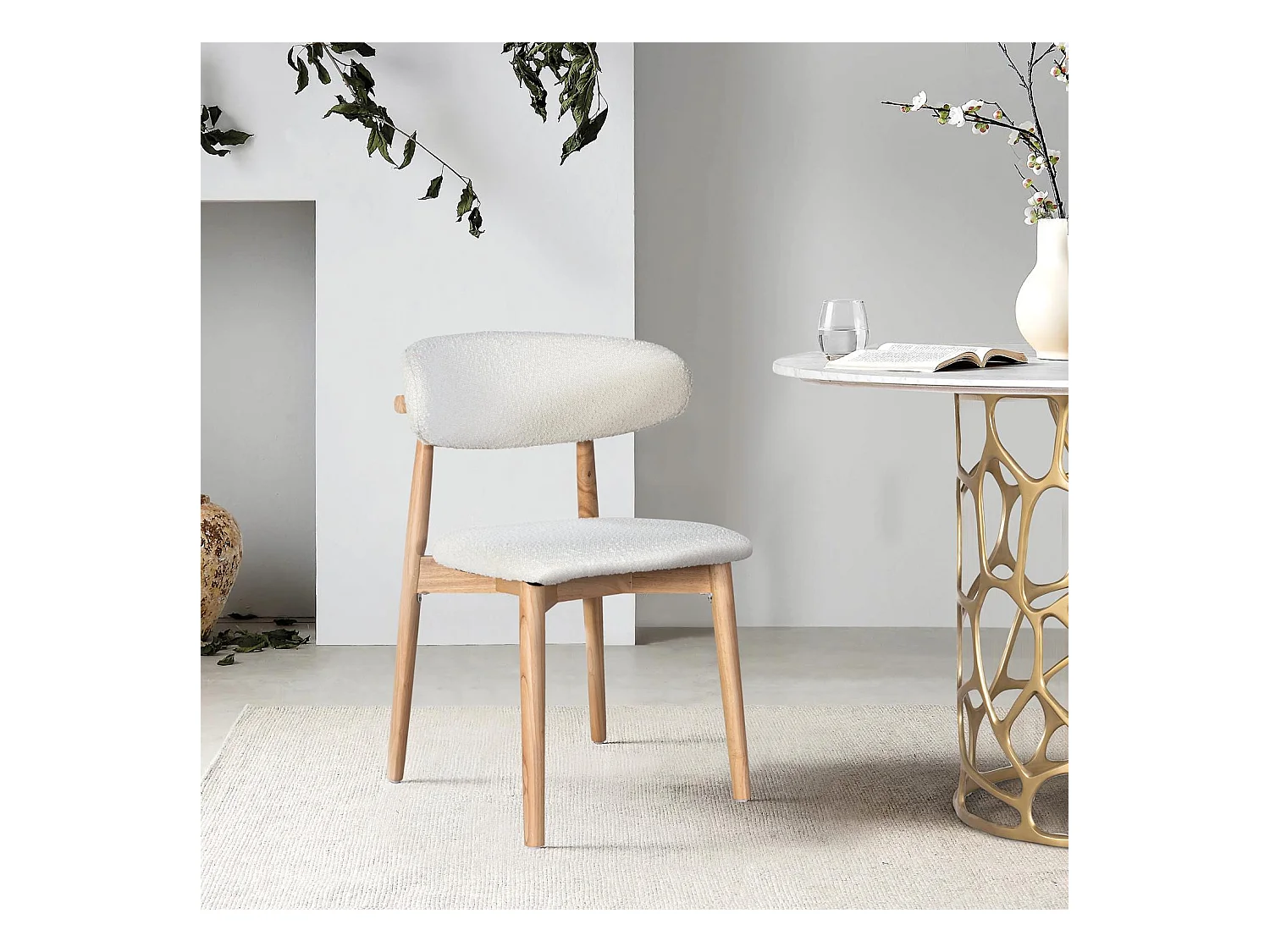 Ensemble de 2 chaises en bois d'hévéa