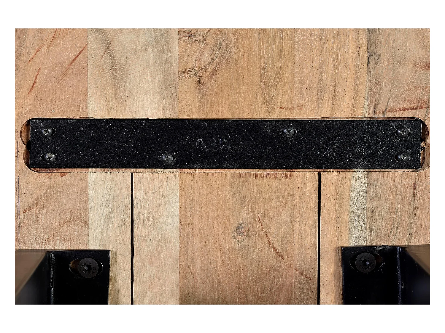 Banc en bois d'acacia et métal coloris naturel et noir