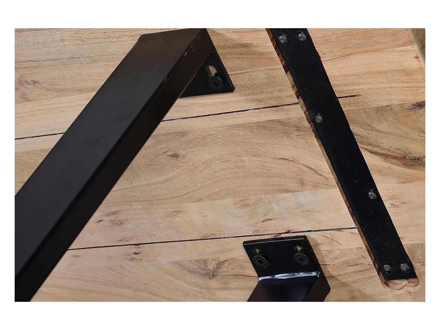 Banc en bois d'acacia et métal coloris naturel et noir