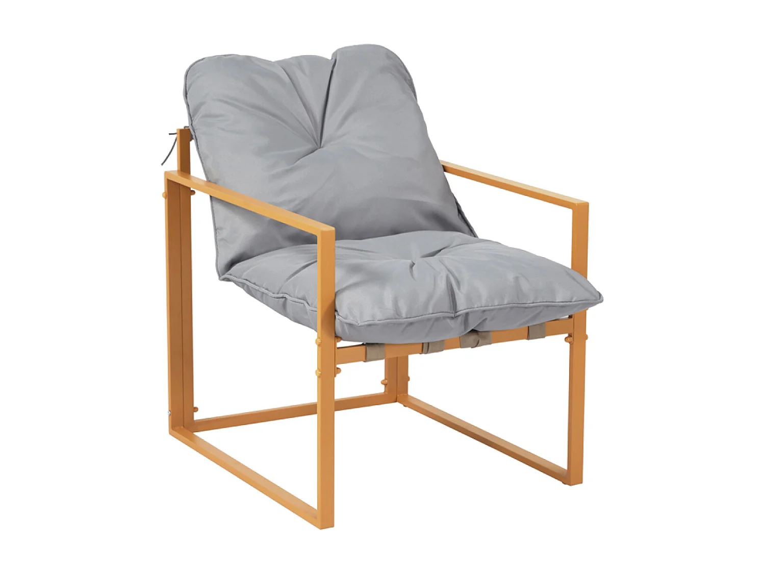 Salon de jardin 4 places contemporain brun et coussins gris RABAT