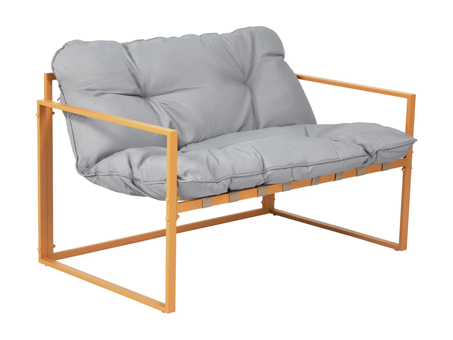 Salon de jardin 4 places contemporain brun et coussins gris RABAT