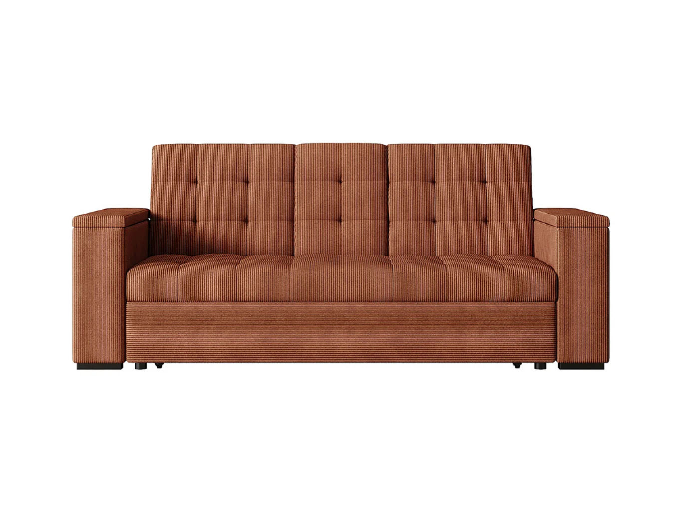 Canapé 3 places convertibles terracotta velours côtelé NOHO
