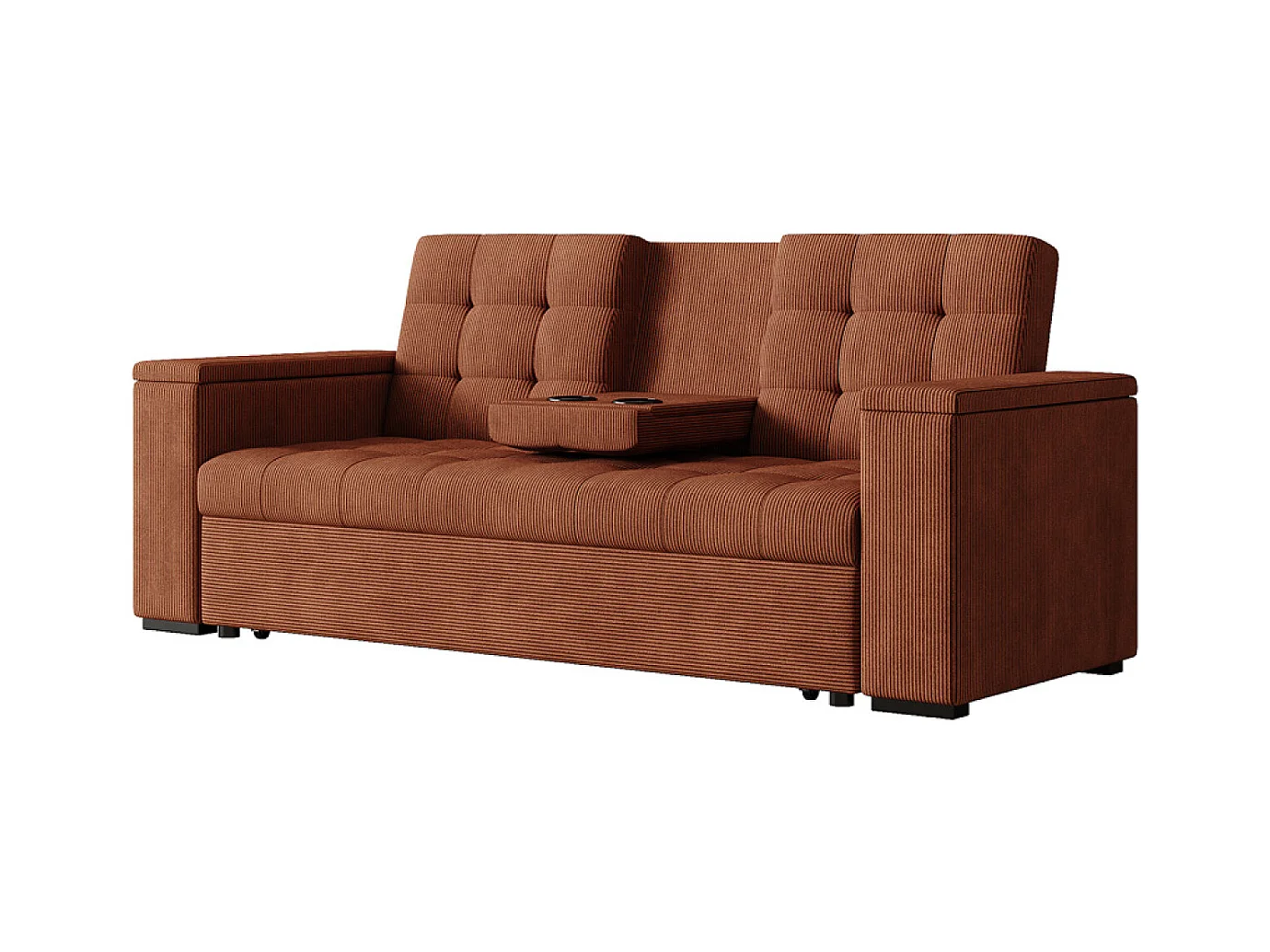 Canapé 3 places convertibles terracotta velours côtelé NOHO