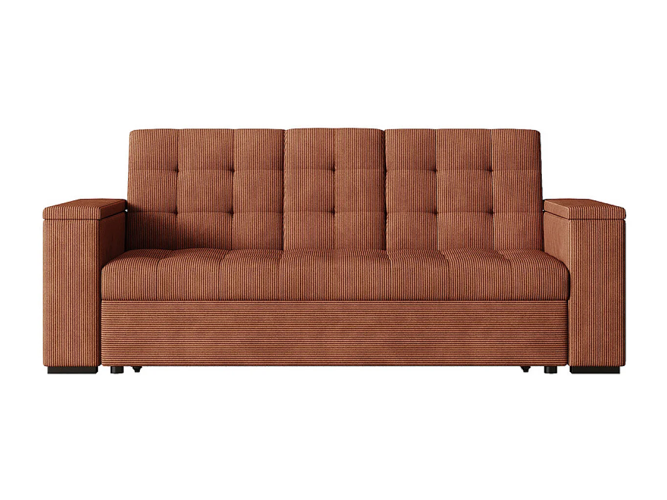 Canapé 3 places convertibles terracotta velours côtelé NOHO