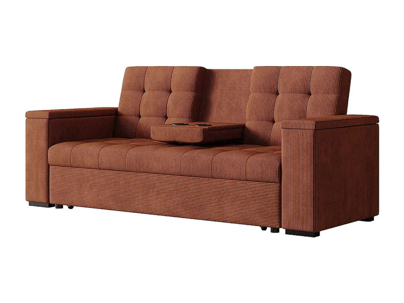 Canapé 3 places convertibles terracotta velours côtelé NOHO