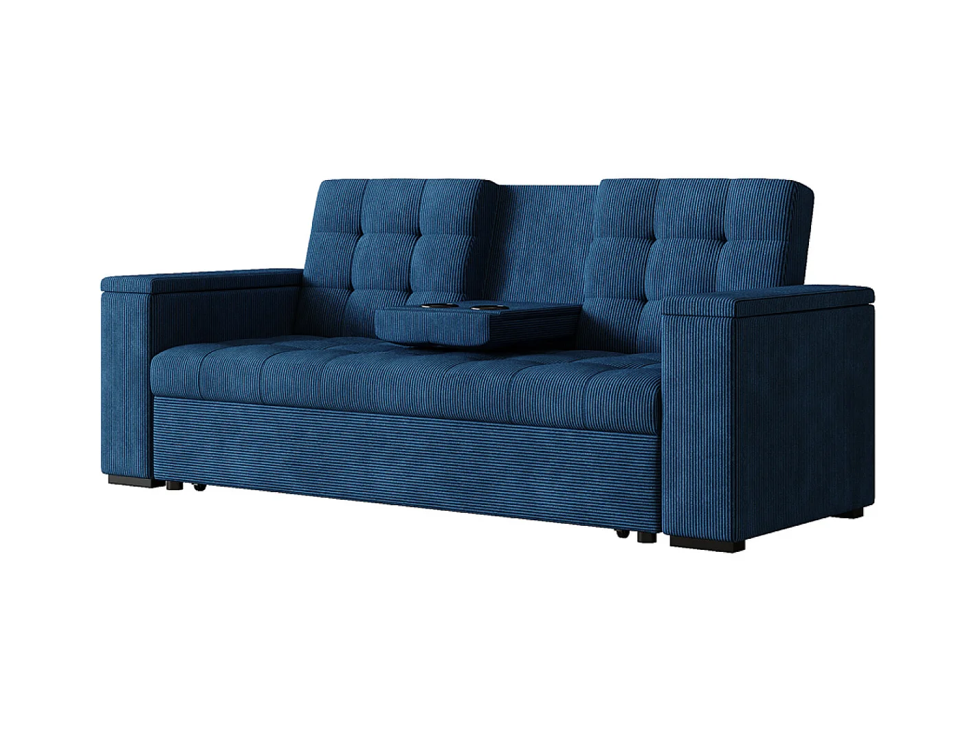 Canapé 3 places convertibles bleu velours côtelé NOHO