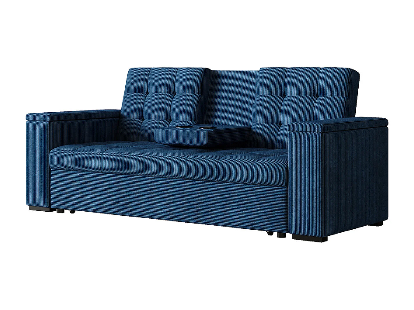 Canapé 3 places convertibles bleu velours côtelé NOHO