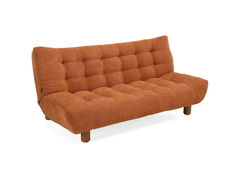 Banquette convertible capitonnée tissu bouclette terracotta - VALENTIN