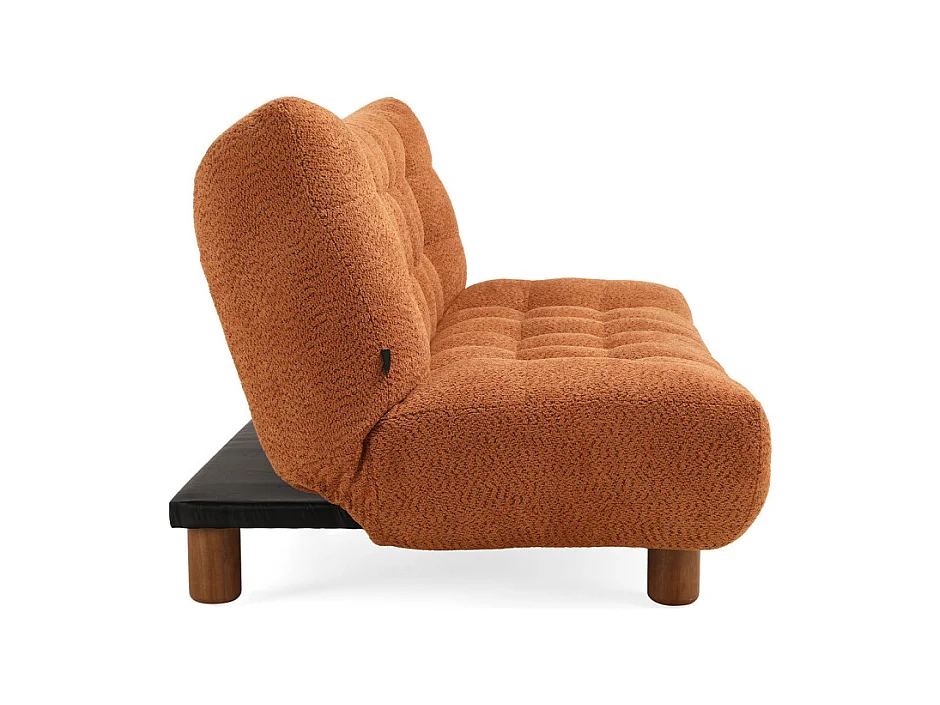 Banquette convertible capitonnée tissu bouclette terracotta - VALENTIN