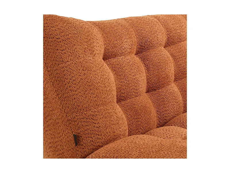 Banquette convertible capitonnée tissu bouclette terracotta - VALENTIN