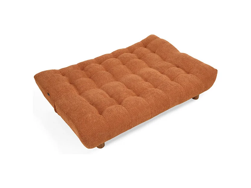 Banquette convertible capitonnée tissu bouclette terracotta - VALENTIN