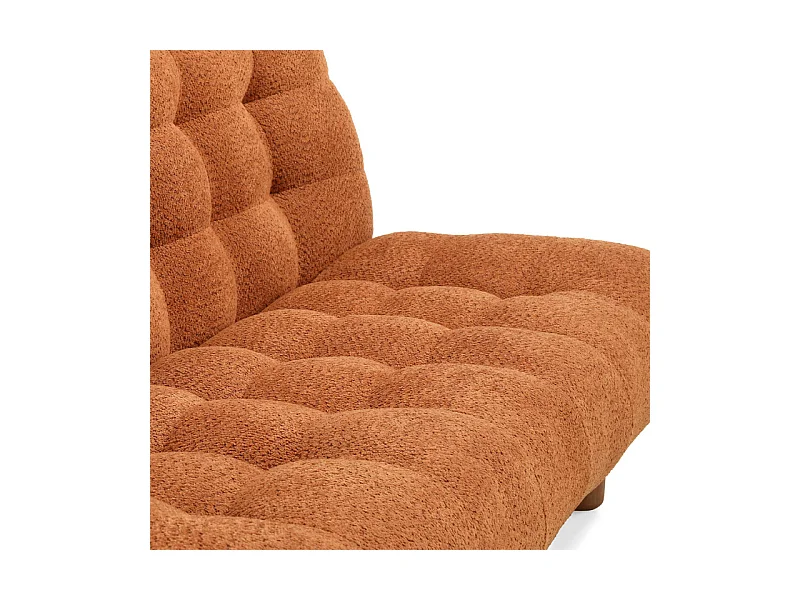 Banquette convertible capitonnée tissu bouclette terracotta - VALENTIN