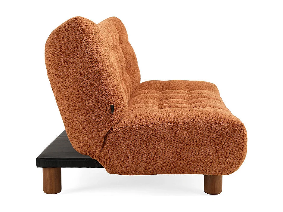 Banquette convertible capitonnée tissu bouclette terracotta - VALENTIN