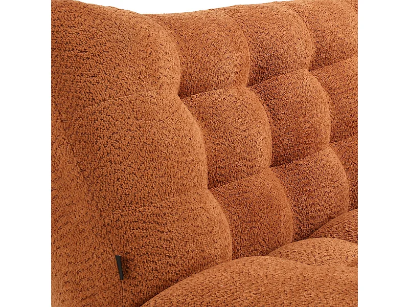 Banquette convertible capitonnée tissu bouclette terracotta - VALENTIN