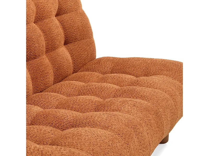 Banquette convertible capitonnée tissu bouclette terracotta - VALENTIN