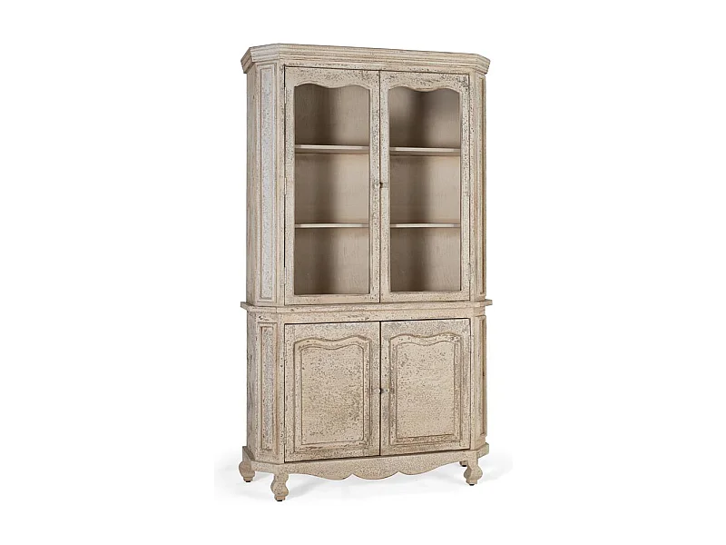 Vitrine mit 4 Türen handgefertigt aus Mangoholz