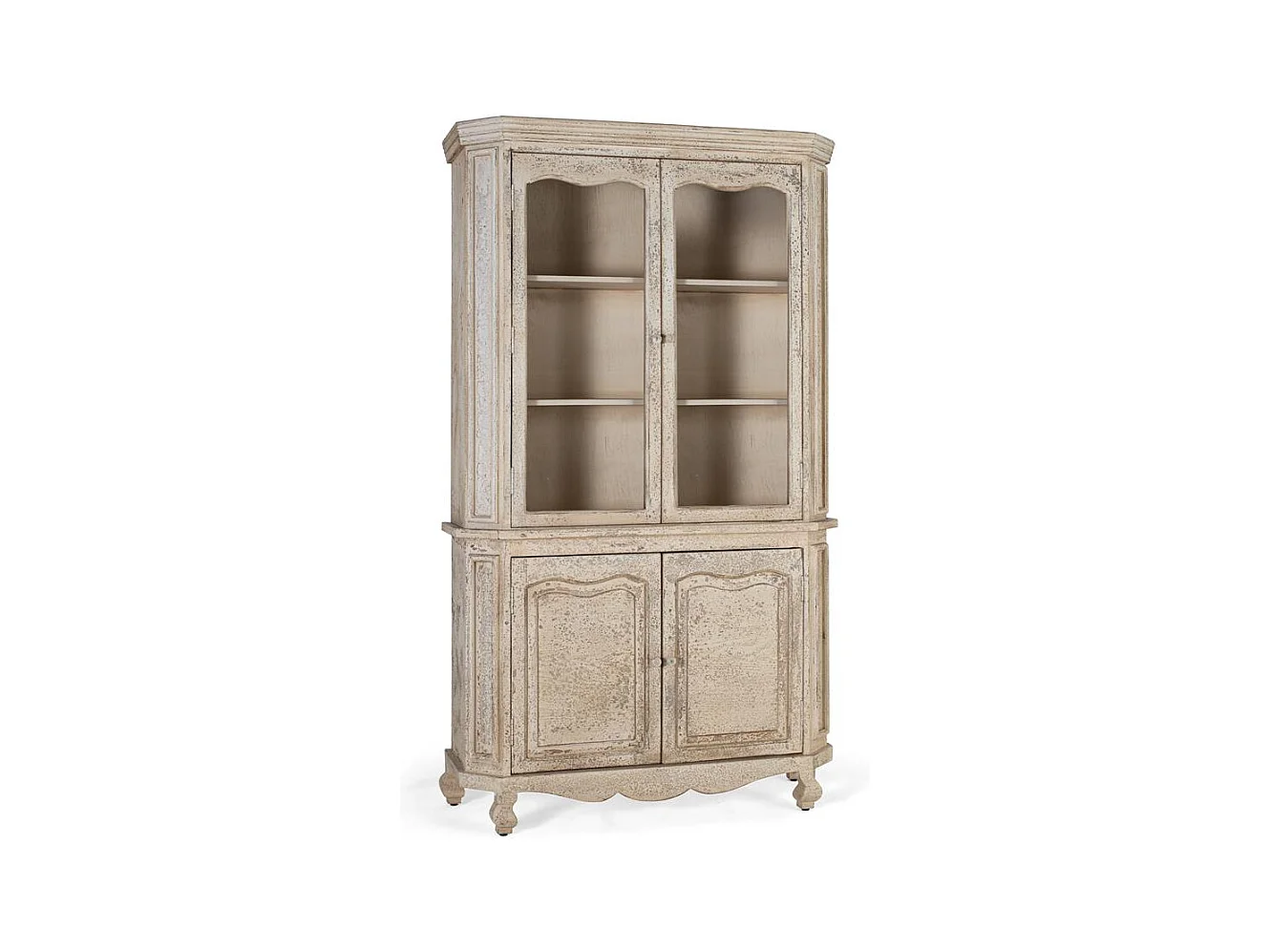 Handgemaakte mangohouten vitrinekast met 4 deuren