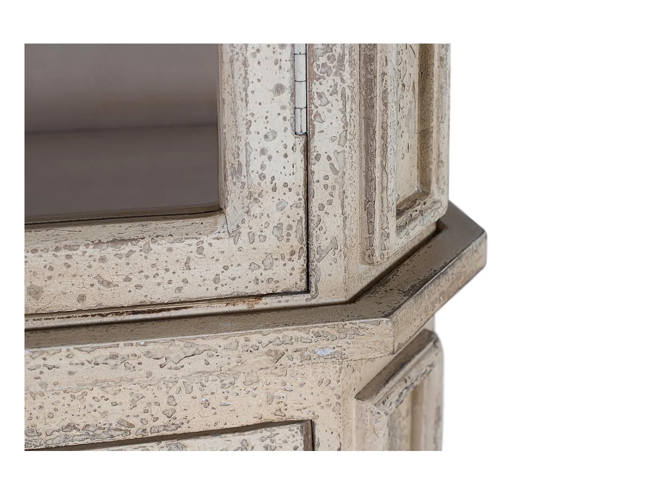 Handgemaakte mangohouten vitrinekast met 4 deuren